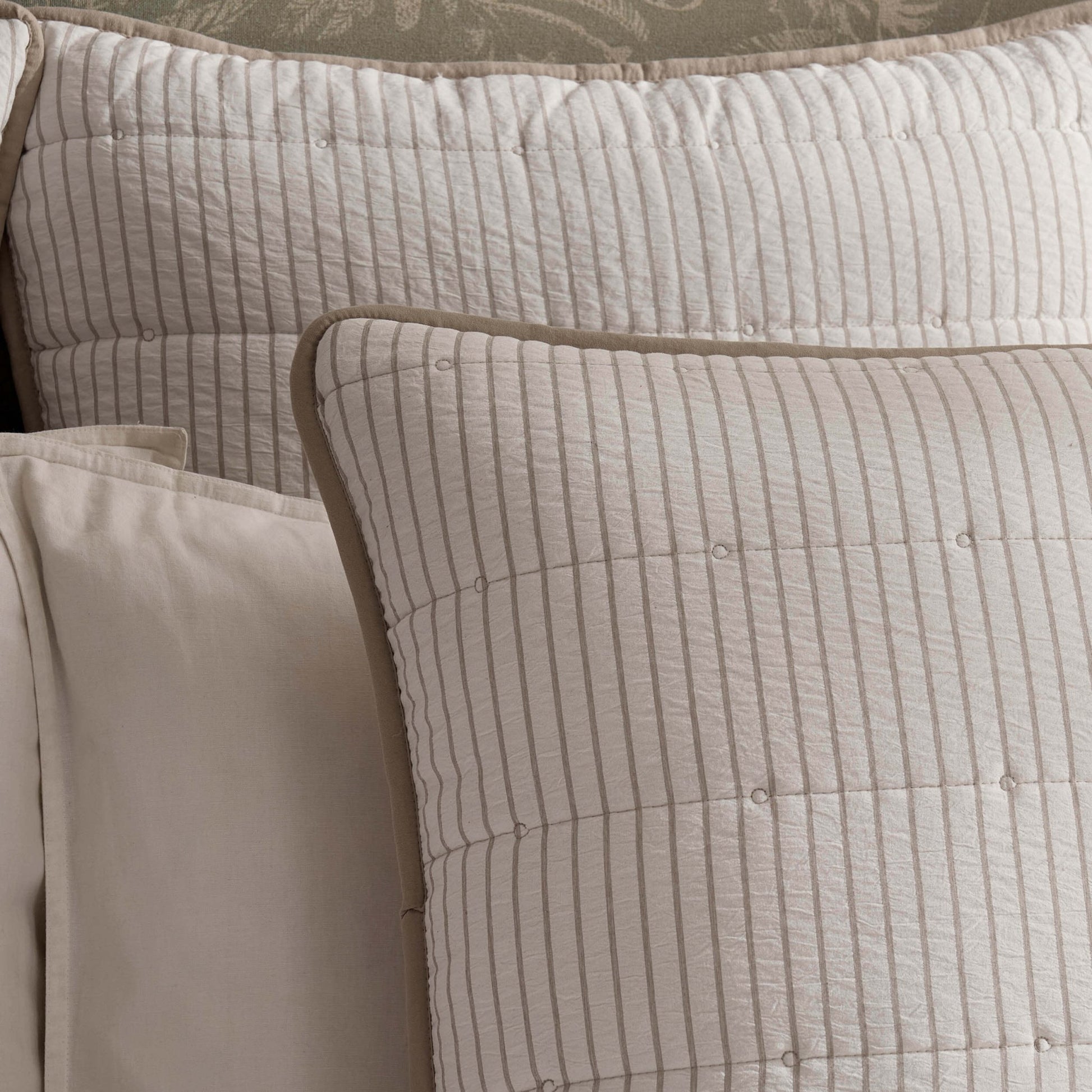 Albi Stripe Seersucker Cushion Cover - Natural/White - DUSK