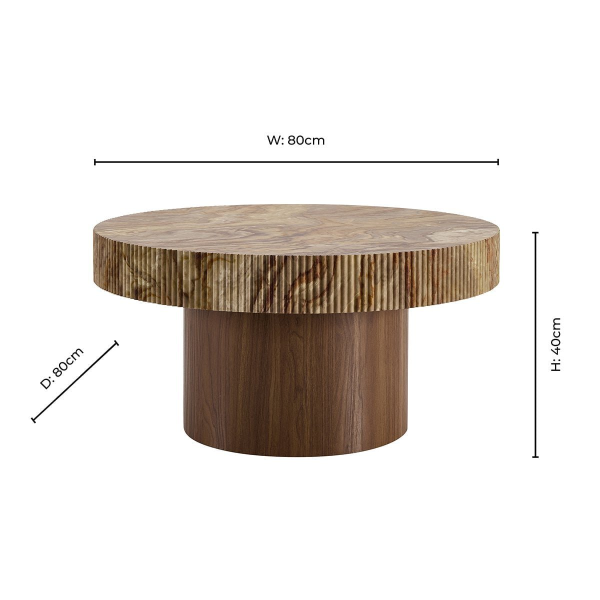 Aleyna Coffee Table - Medium Wood/ Marble Effect - DUSK