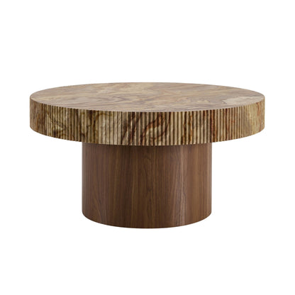Aleyna Coffee Table - Medium Wood/ Marble Effect - DUSK