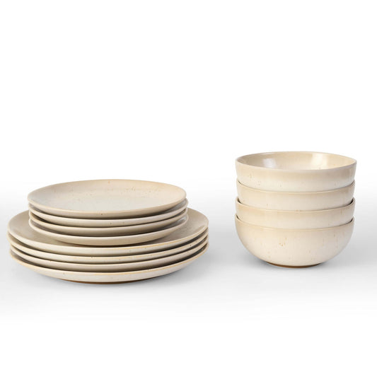 Alfredo Speckled Stoneware 12 Piece Dinner Set - Natural - DUSK