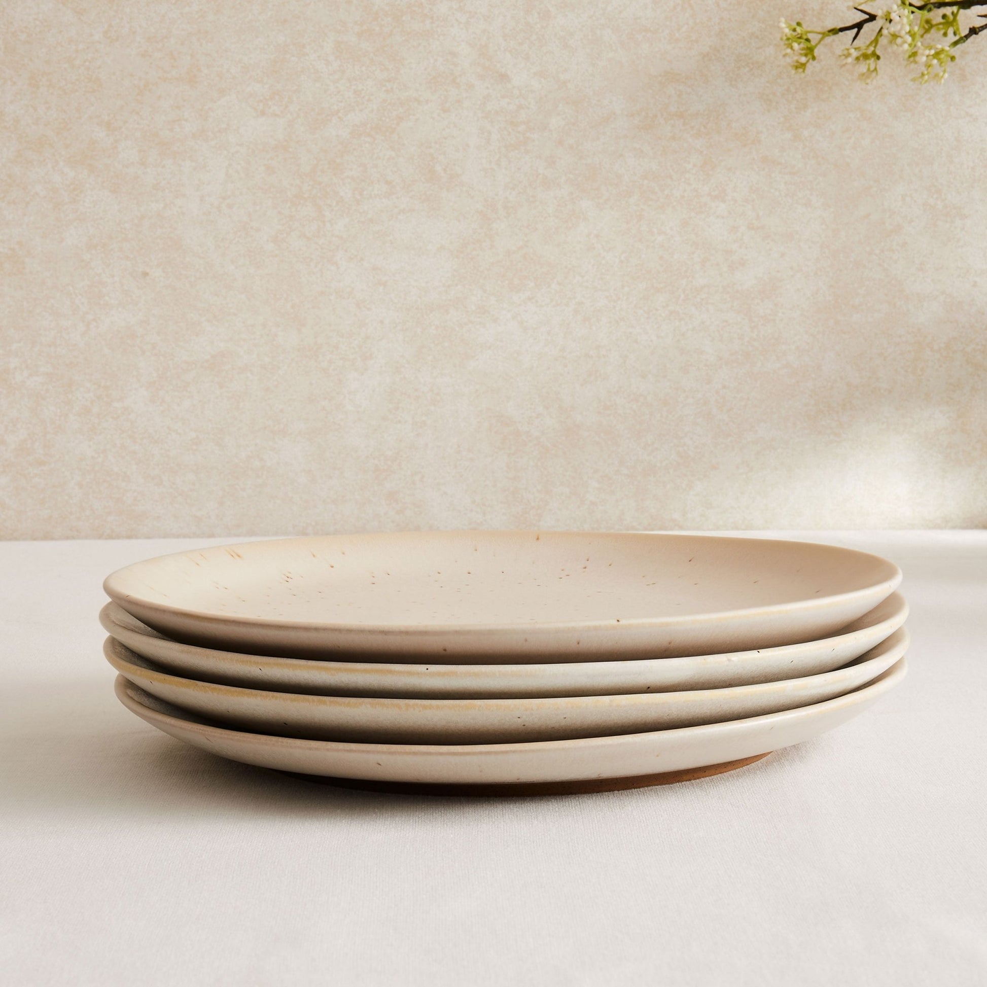 Alfredo Speckled Stoneware Set of 4 Dinner Plates - DUSK