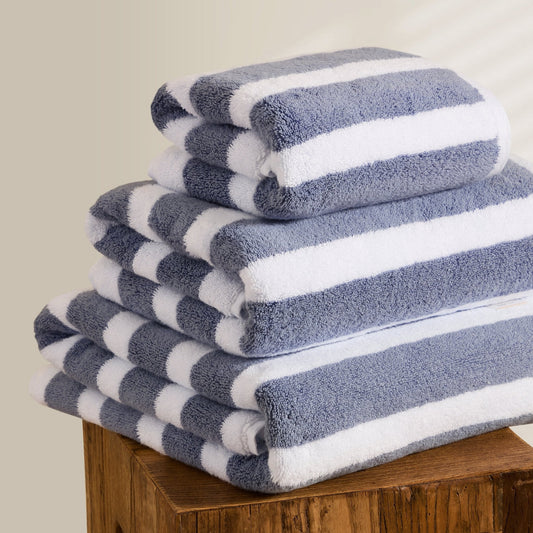 Algarve Stripe Towel Collection - Smokey Blue - DUSK