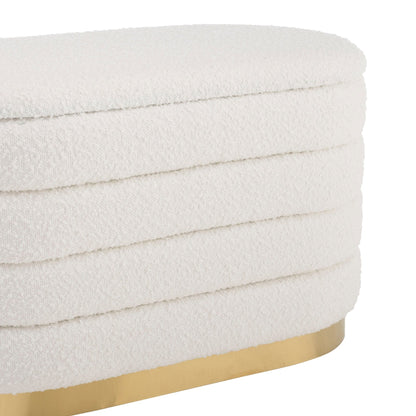 Almondbury Panelled Ottoman and Stool Set - Boucle Ivory - DUSK