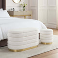 Almondbury Panelled Ottoman and Stool Set - Boucle Ivory - DUSK