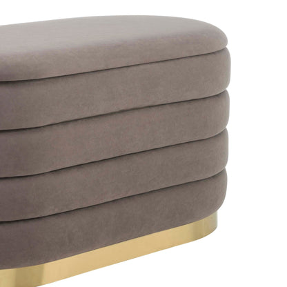 Almondbury Panelled Ottoman and Stool Set - Taupe - DUSK