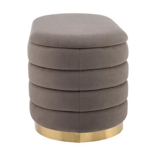 Almondbury Panelled Ottoman and Stool Set - Taupe - DUSK