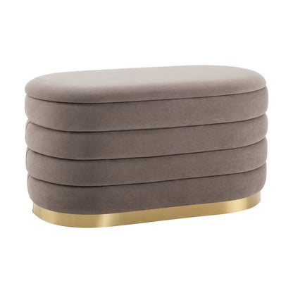 Almondbury Panelled Ottoman and Stool Set - Taupe - DUSK