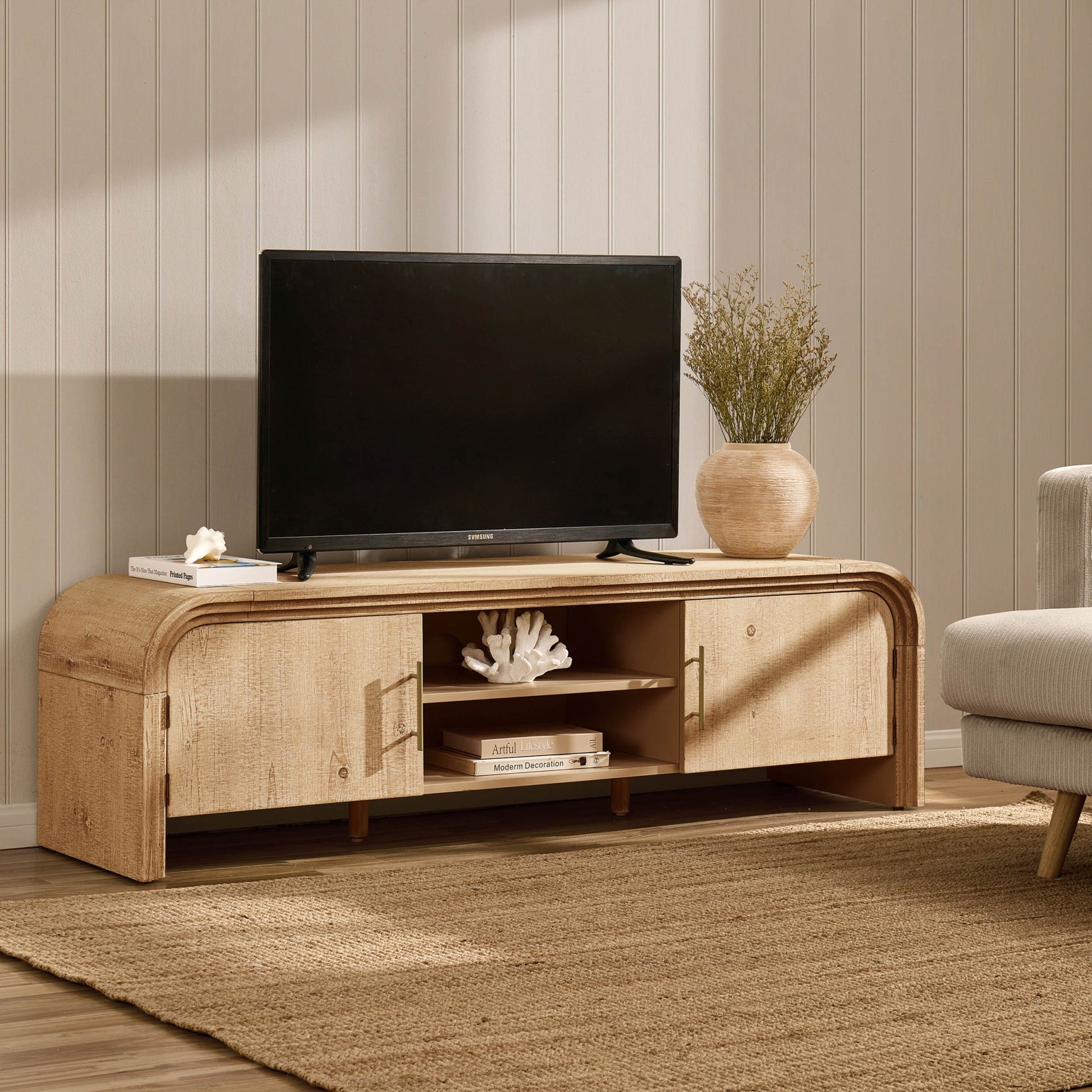 Alora Tv Unit for TVs up to 60" - Washed Wood - DUSK