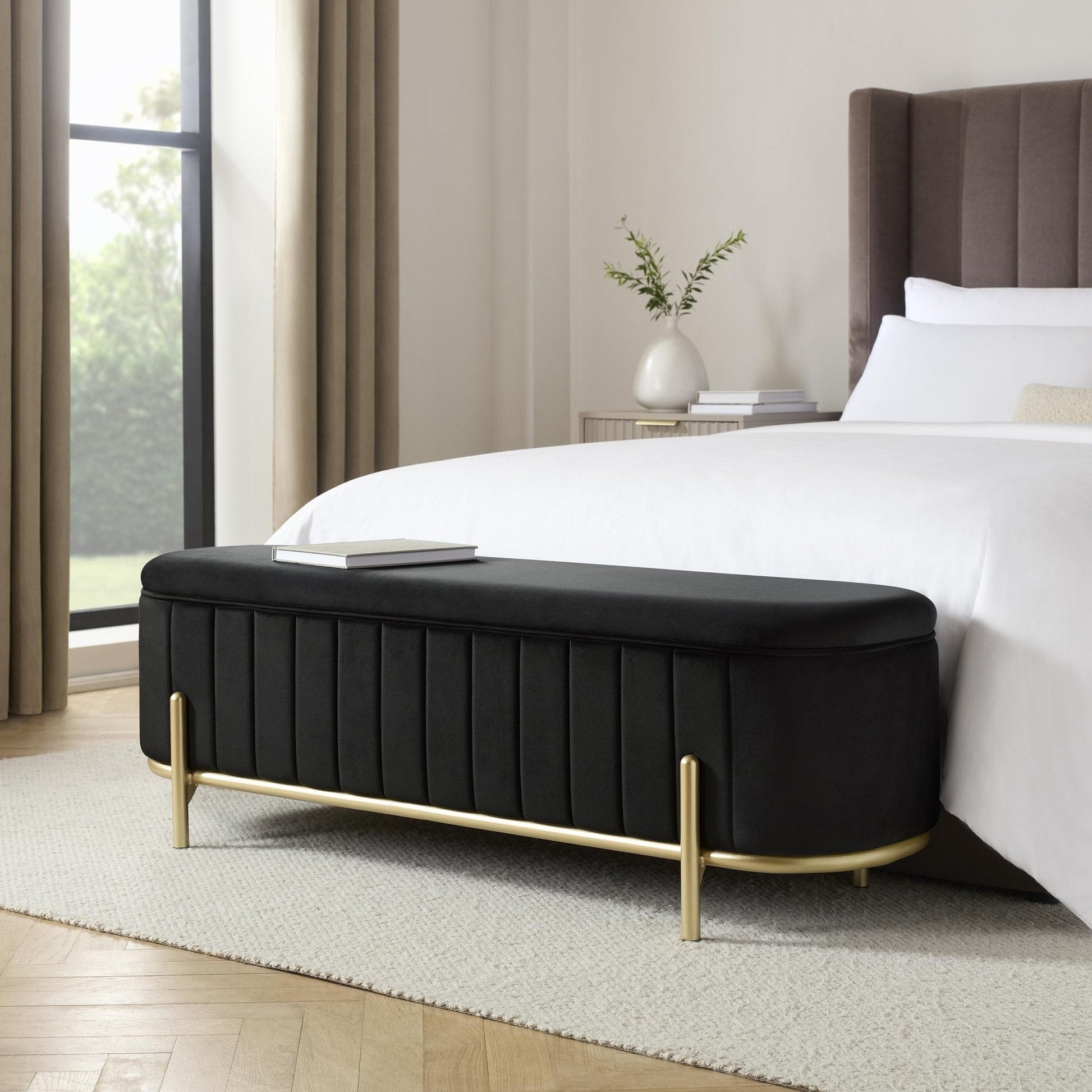 Altrincham Panelled Storage Ottoman - Ink - DUSK