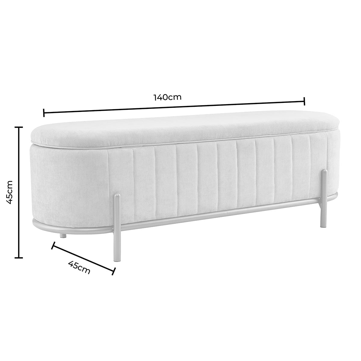 Altrincham Storage Ottoman - Chenille Light Grey - DUSK