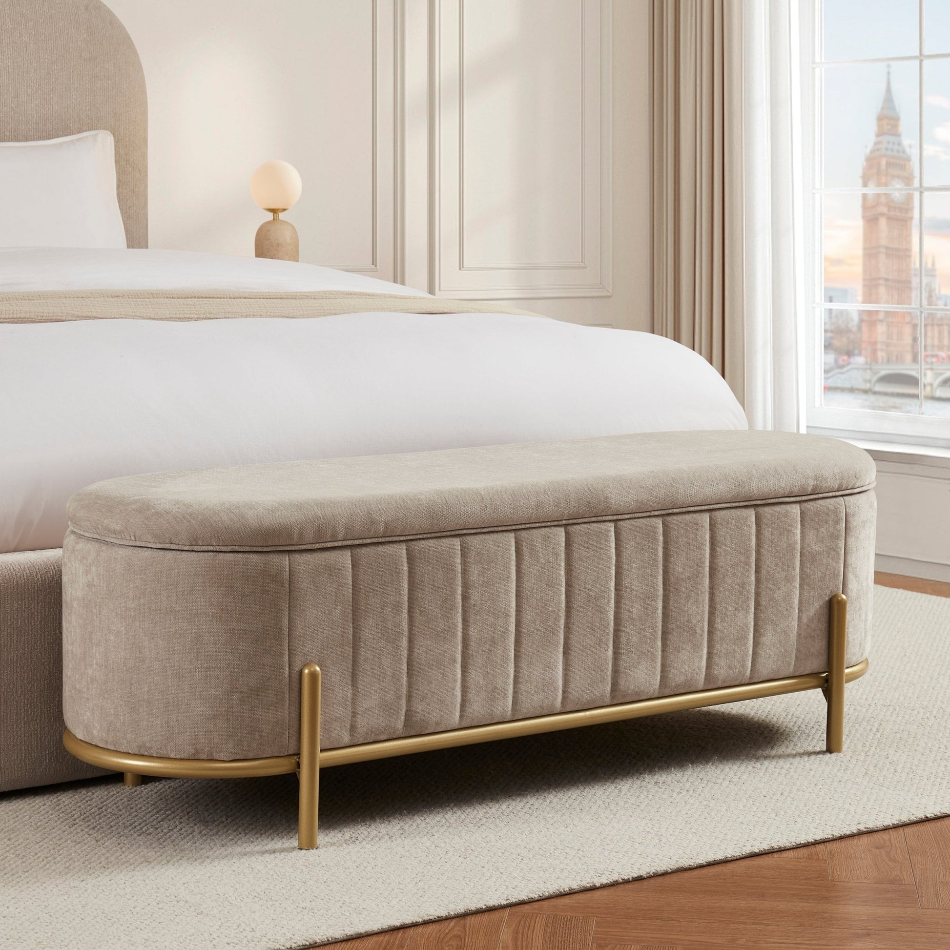 Altrincham Storage Ottoman - Chenille Light Grey - DUSK