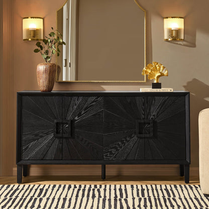 Amaya Ash 4 Door Sideboard - Black - DUSK