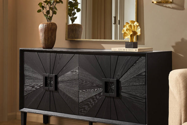 Amaya Ash 4 Door Sideboard - Black - DUSK