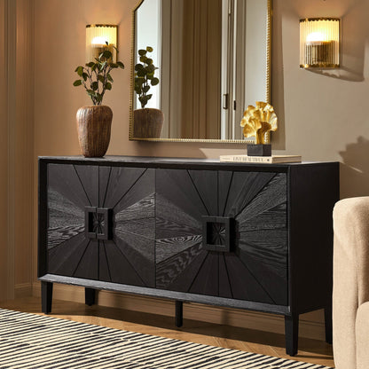 Amaya Ash 4 Door Sideboard - Black - DUSK