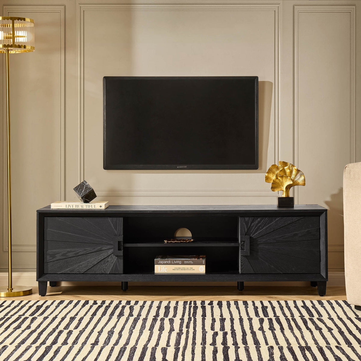 Amaya Ash Tv Unit for TVs up to 65" - Black - DUSK