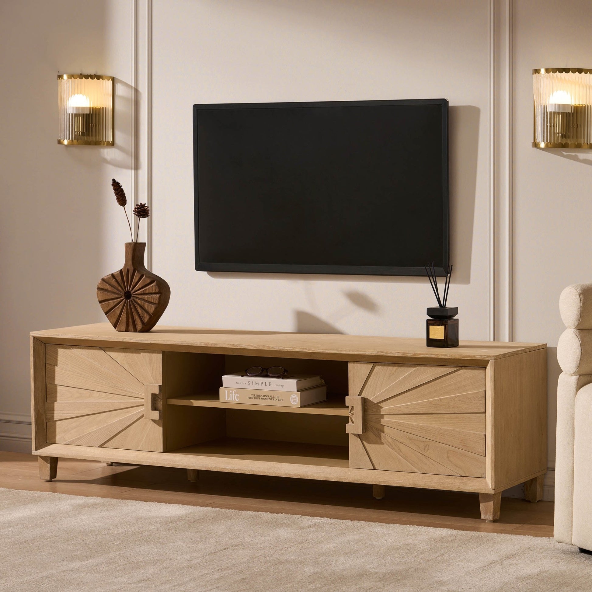 Amaya Ash Tv Unit for TVs up to 65" - Light Wood - DUSK