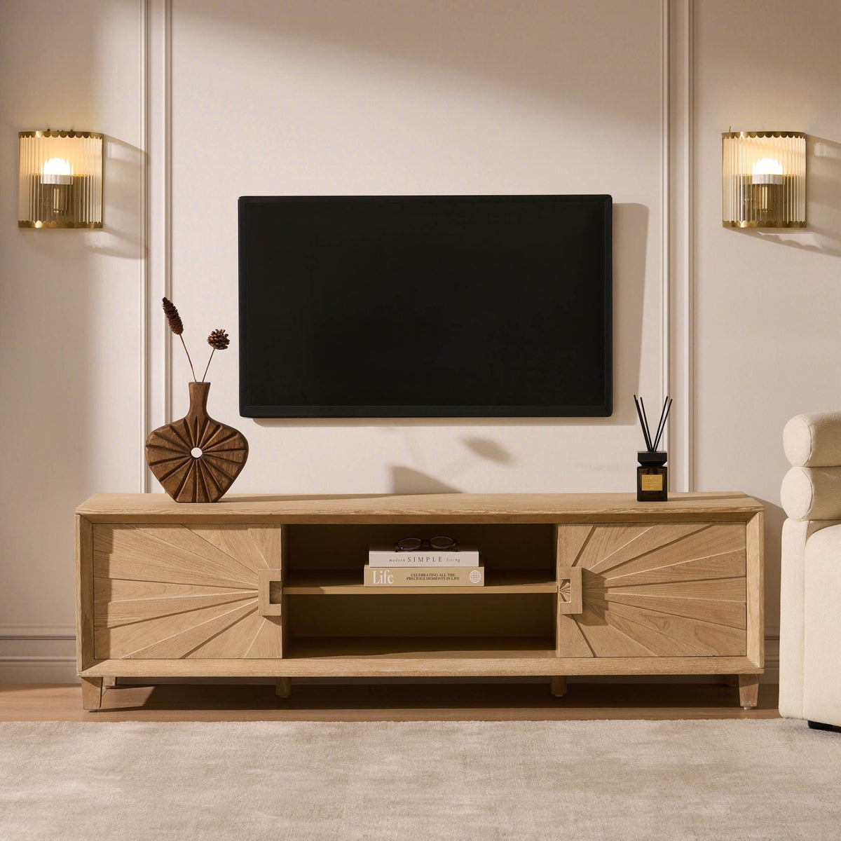 Amaya Ash Tv Unit for TVs up to 65" - Light Wood - DUSK