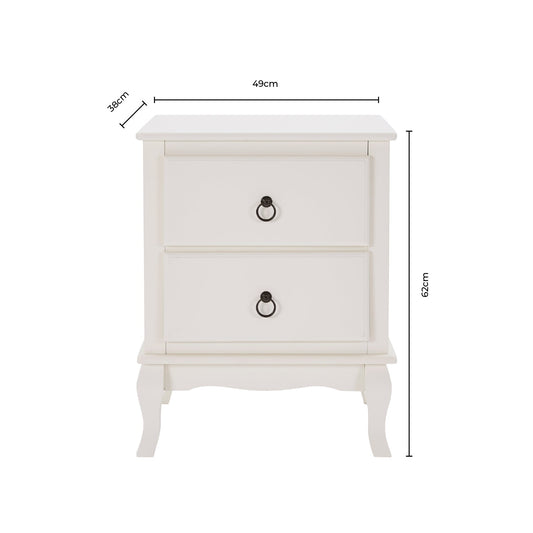 Amelie 2 Drawer Bedside Table - Light Grey - DUSK