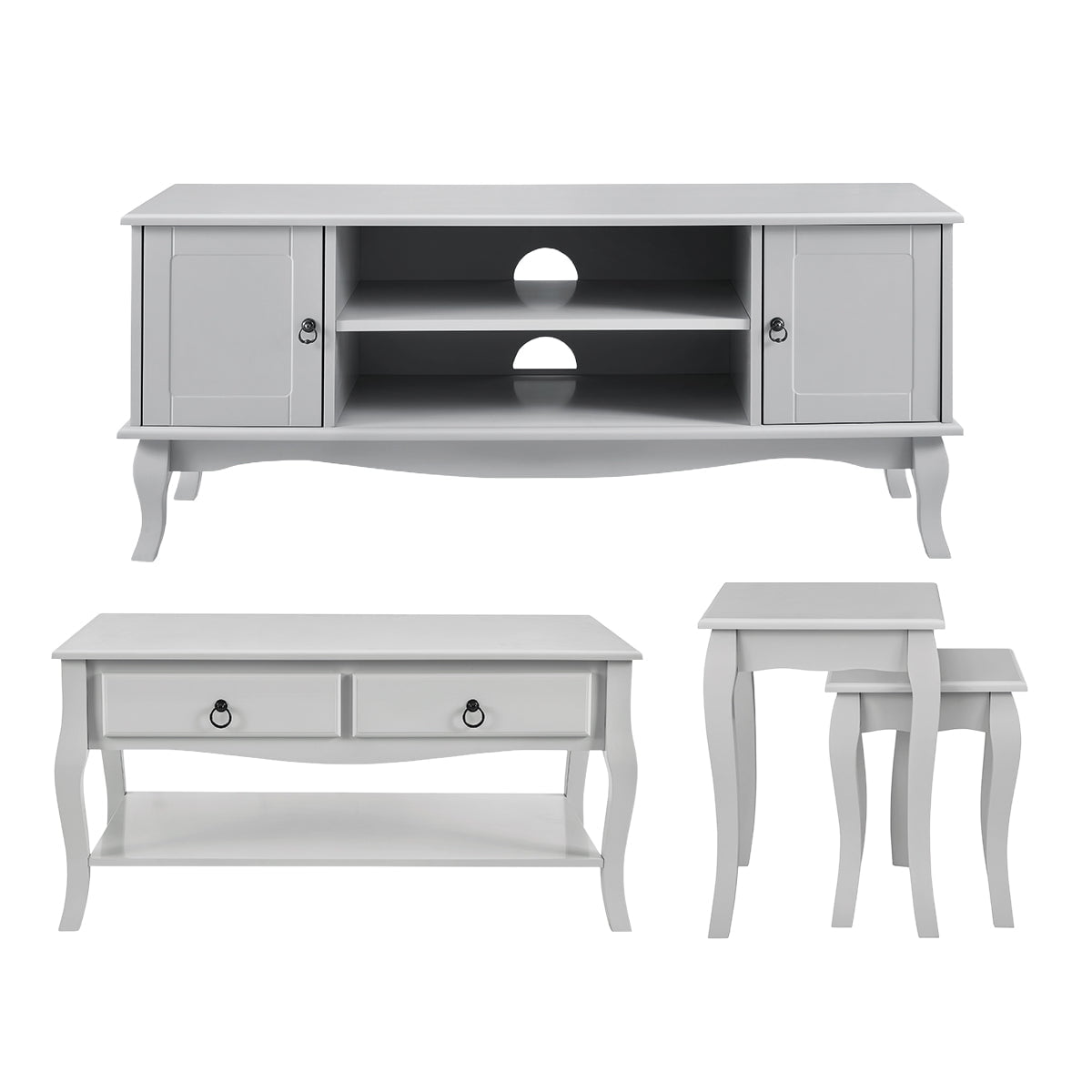 Amelie 3 Piece Living Room Furniture Set - Light Grey - DUSK