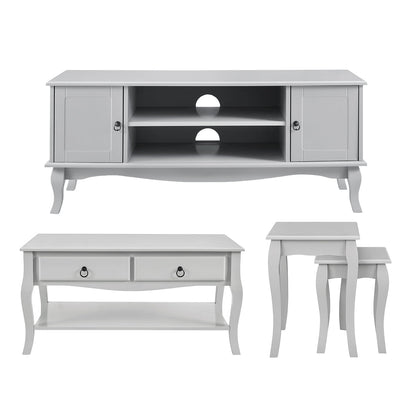 Amelie 3 Piece Living Room Furniture Set - Light Grey - DUSK
