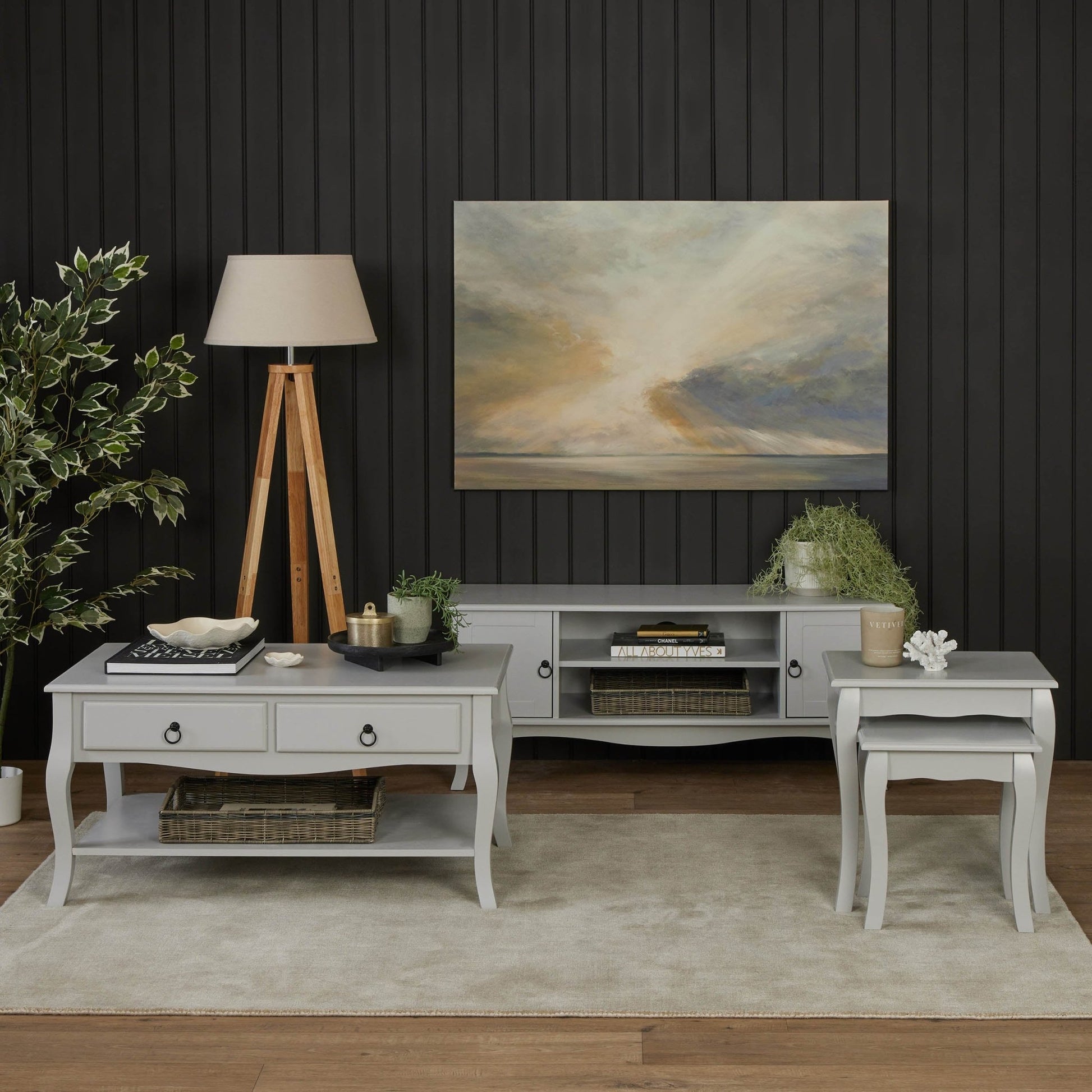 Amelie 3 Piece Living Room Furniture Set - Light Grey - DUSK