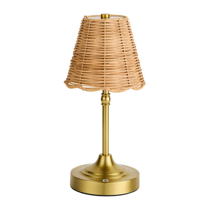Anika Rechargeable Rattan Table Lamp - Gold - DUSK