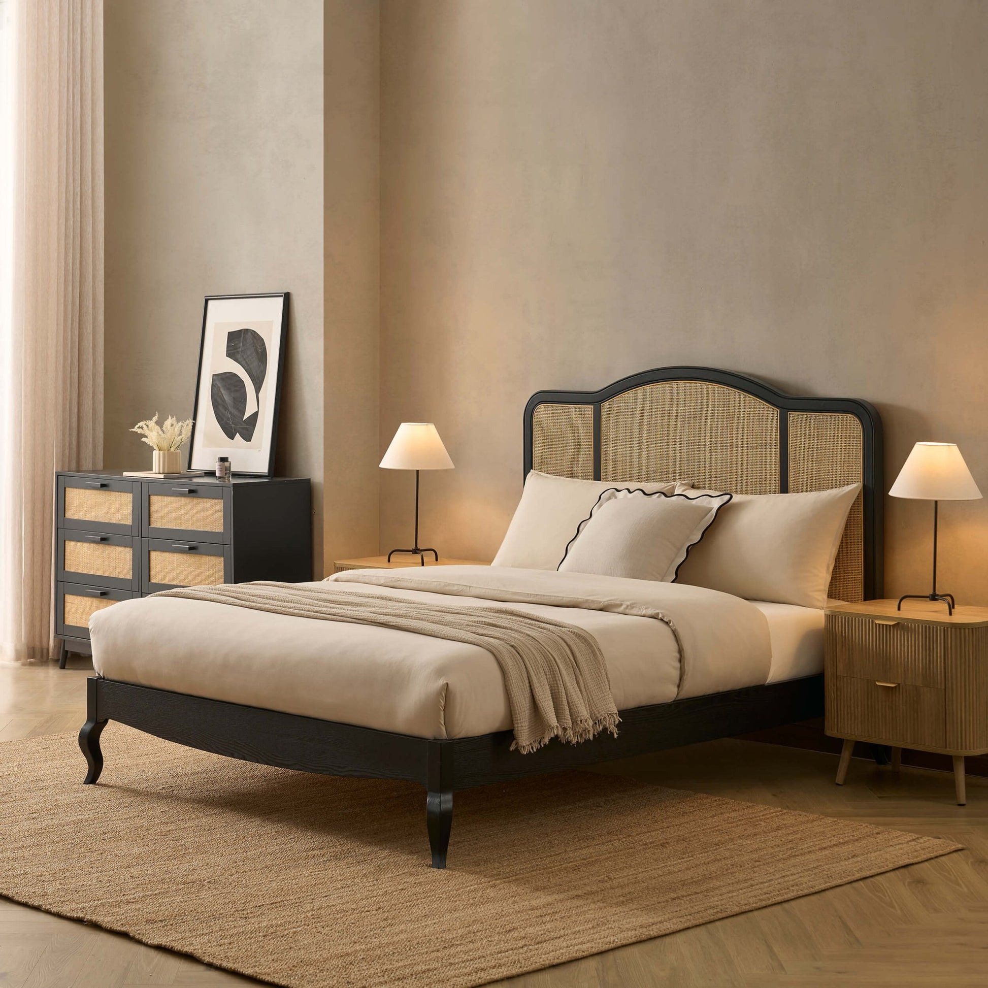 Annecy Rattan Bed Frame - Black - DUSK