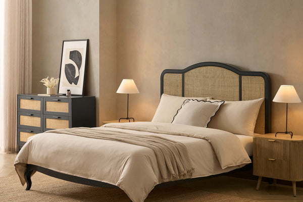 Annecy Rattan Bed Frame - Black - DUSK