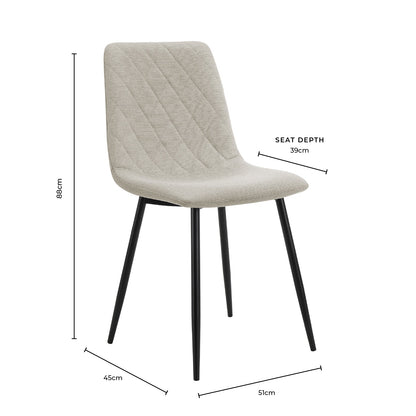 Annie Set Of 2 Dining Chairs - Linen - Stone Grey - DUSK