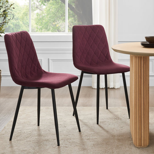 Annie Set Of 2 Dining Chairs - Velvet - Berry - DUSK