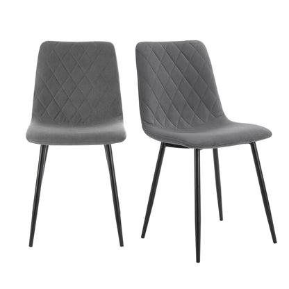 Annie Set Of 2 Dining Chairs - Velvet - Grey - DUSK