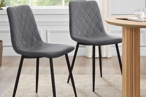 Annie Set Of 2 Dining Chairs - Velvet - Grey - DUSK