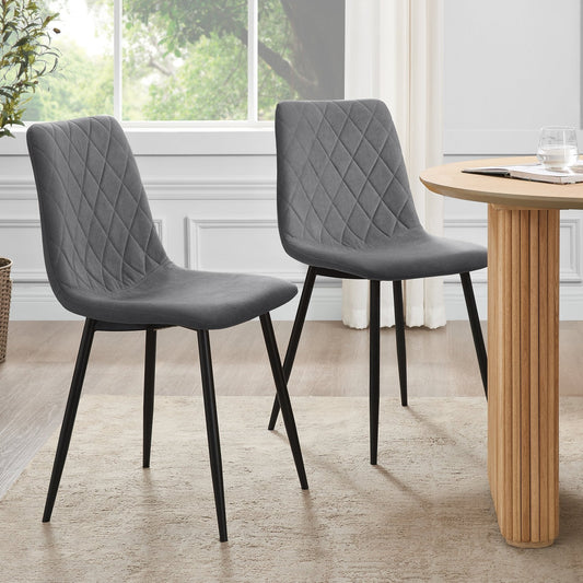 Annie Set Of 2 Dining Chairs - Velvet - Grey - DUSK