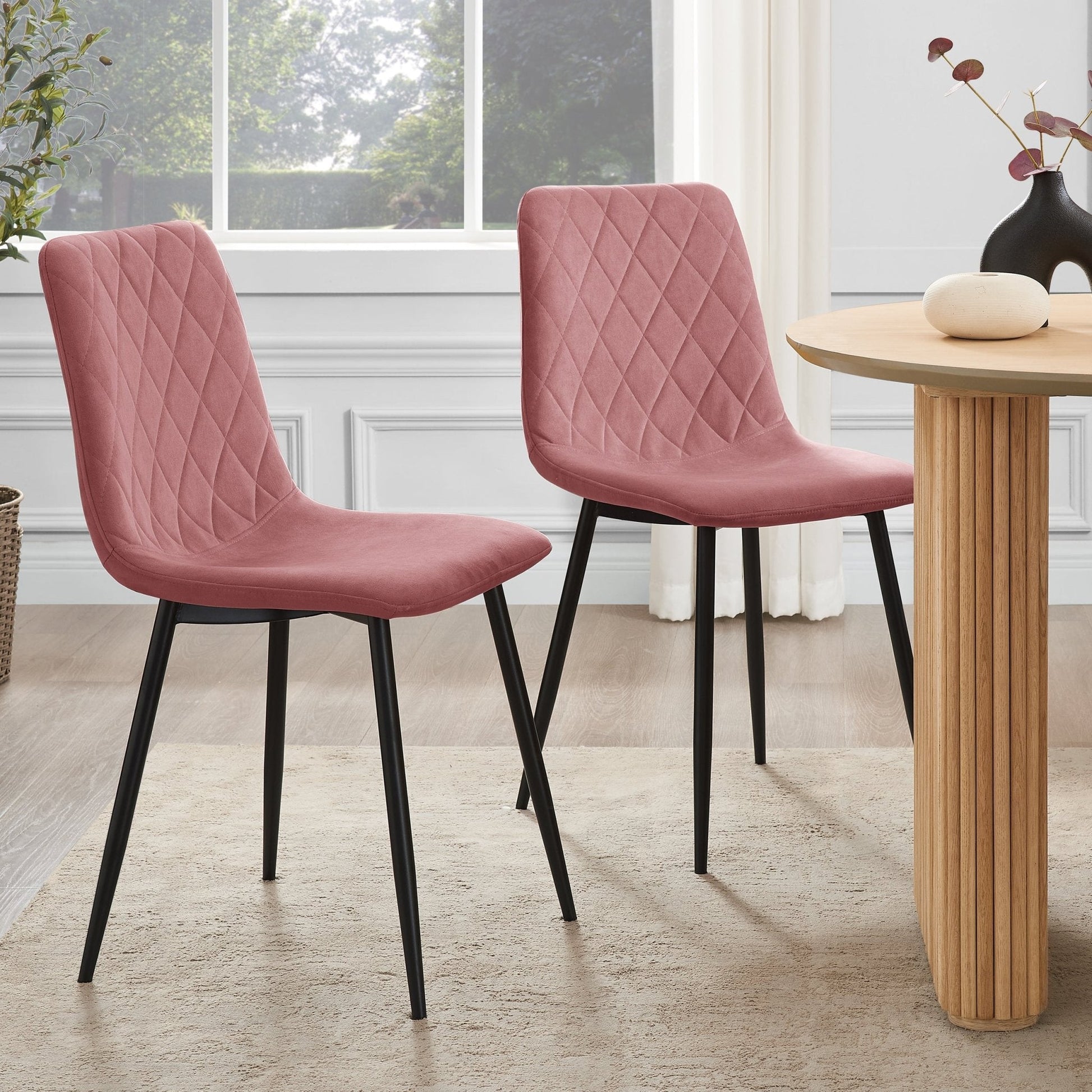 Annie Set Of 2 Dining Chairs - Velvet - Pink - DUSK