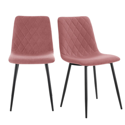 Annie Set Of 2 Dining Chairs - Velvet - Pink - DUSK