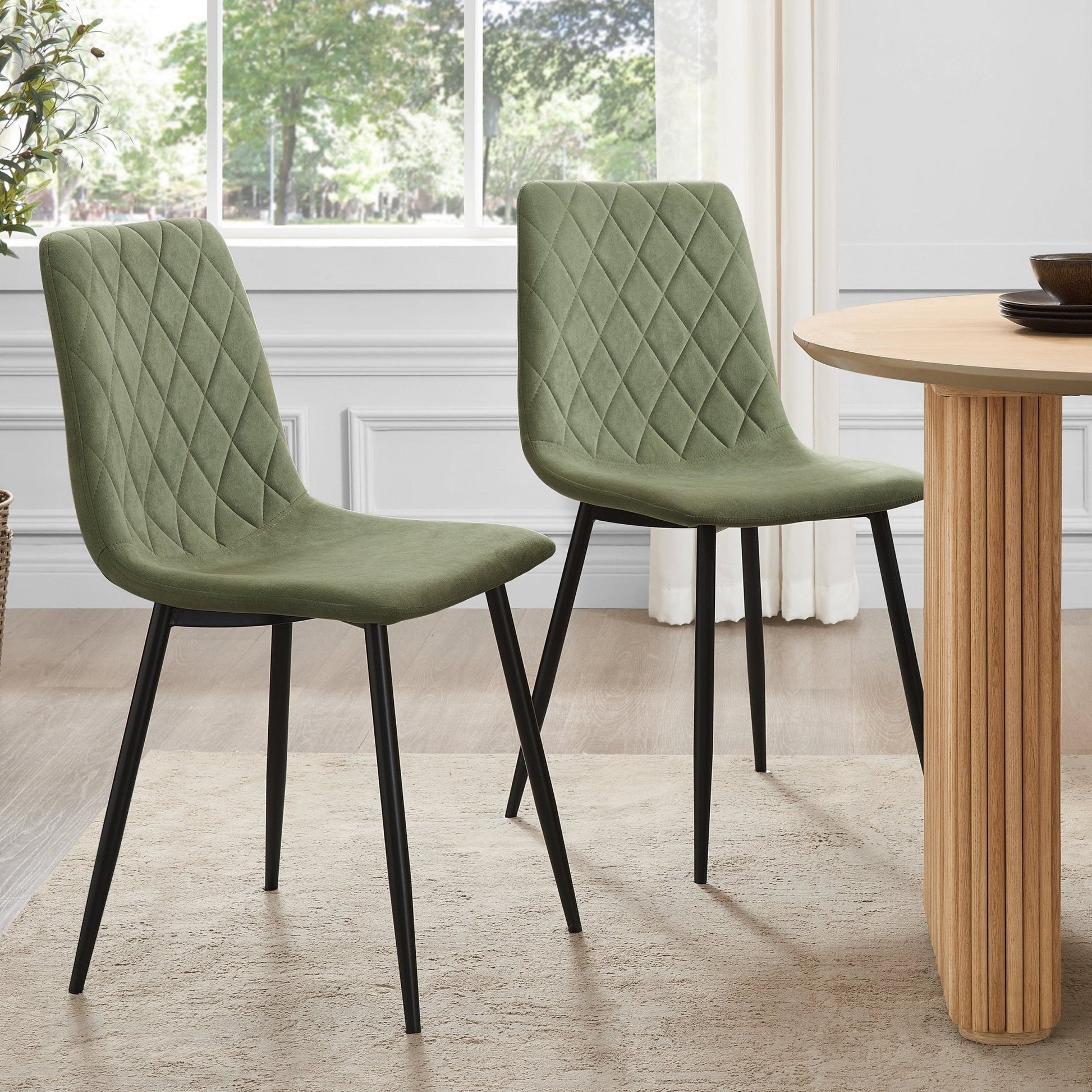 Annie Set Of 2 Dining Chairs - Velvet - Sage Green - DUSK