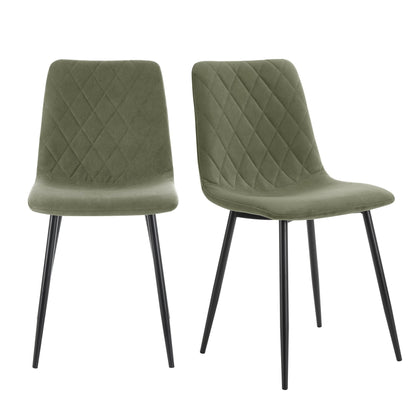 Annie Set Of 2 Dining Chairs - Velvet - Sage Green - DUSK