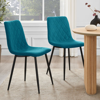 Annie Set Of 2 Dining Chairs - Velvet - Teal Blue - DUSK