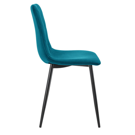 Annie Set Of 2 Dining Chairs - Velvet - Teal Blue - DUSK