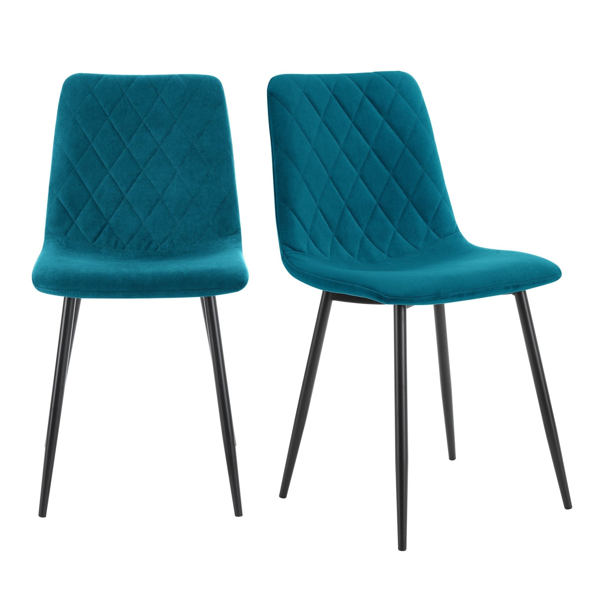 Annie Set Of 2 Dining Chairs - Velvet - Teal Blue - DUSK