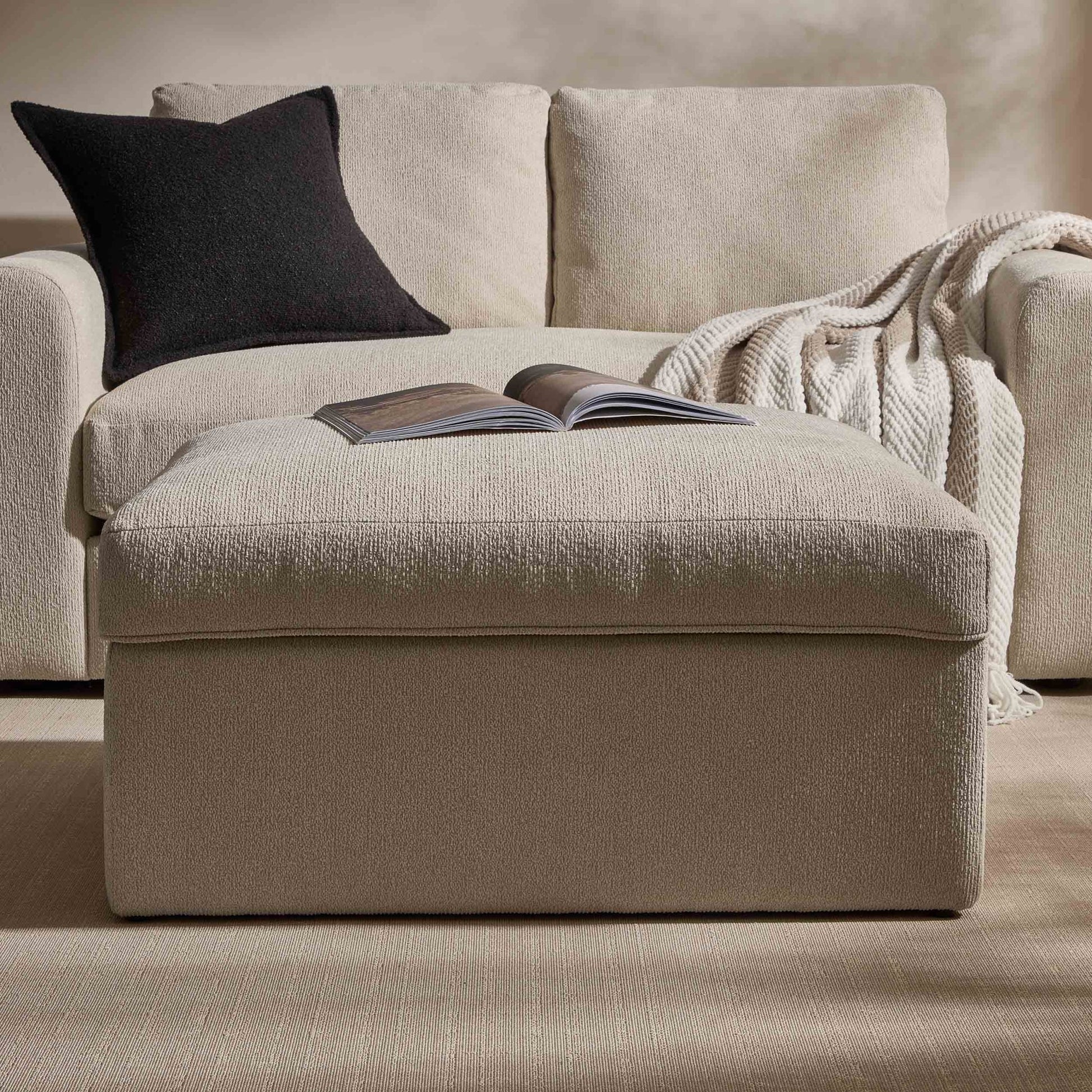 Antalya Storage Ottoman Pouffe - Sand Boucle - DUSK