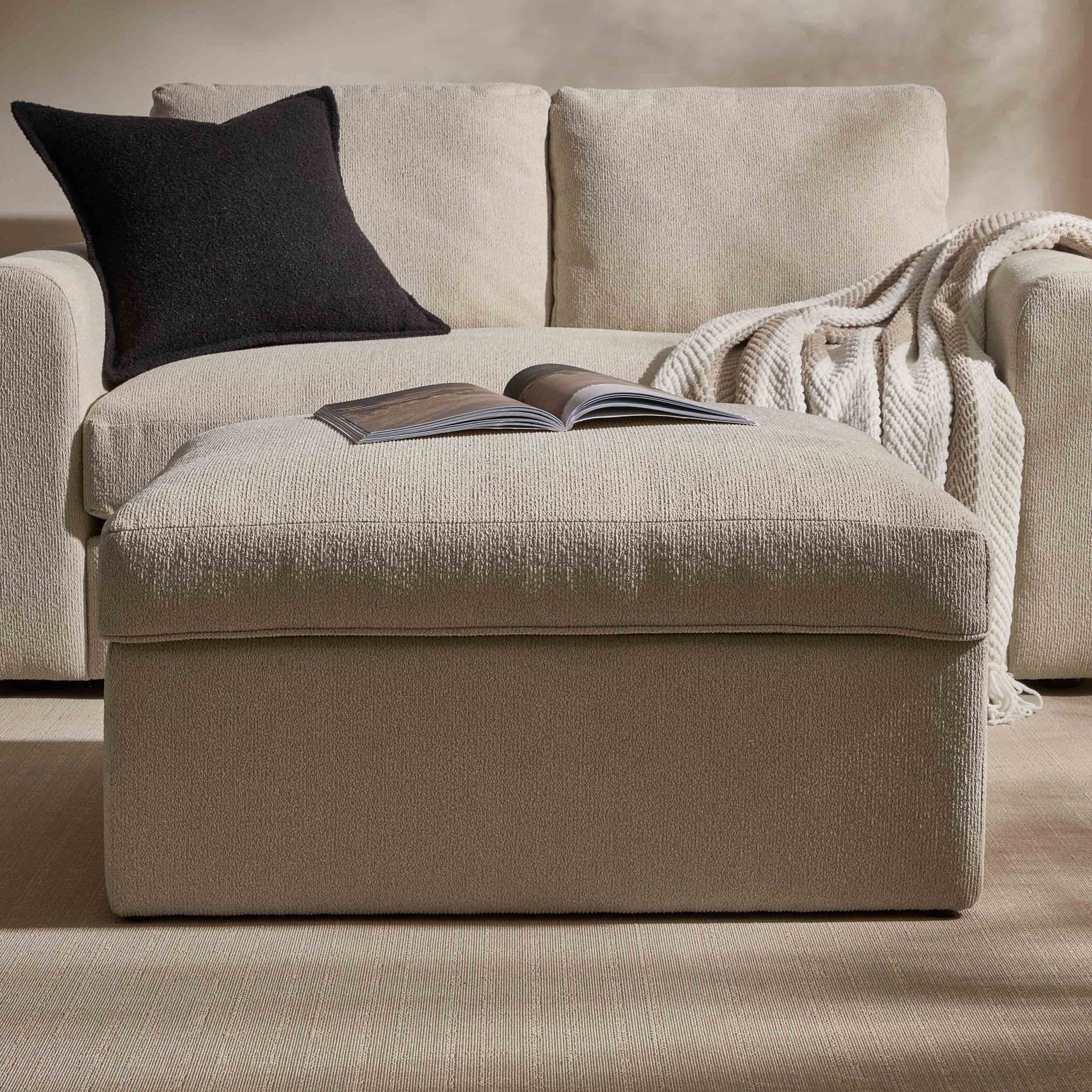 Antalya Storage Ottoman Pouffe - Sand Boucle - DUSK