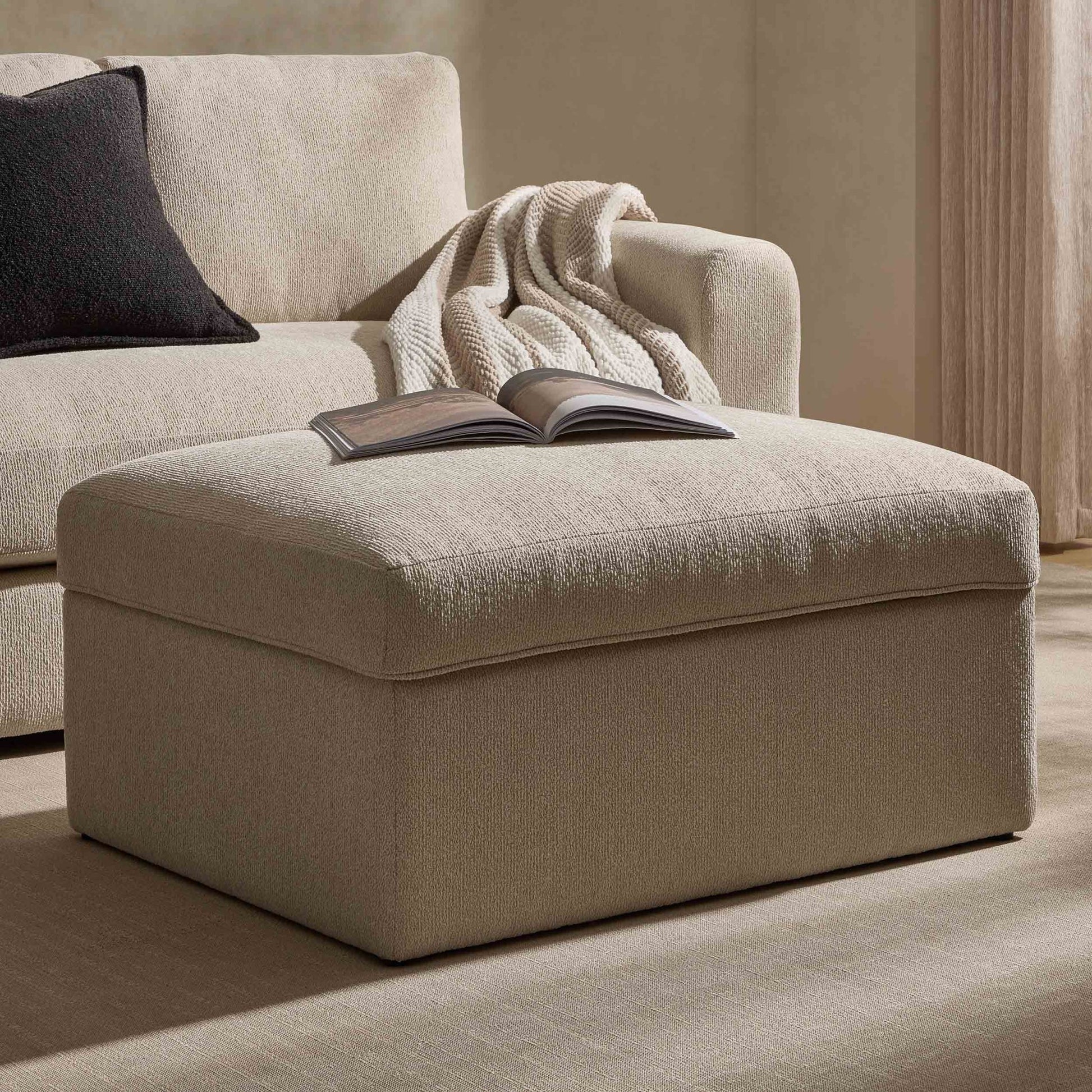 Antalya Storage Ottoman Pouffe - Sand Boucle - DUSK