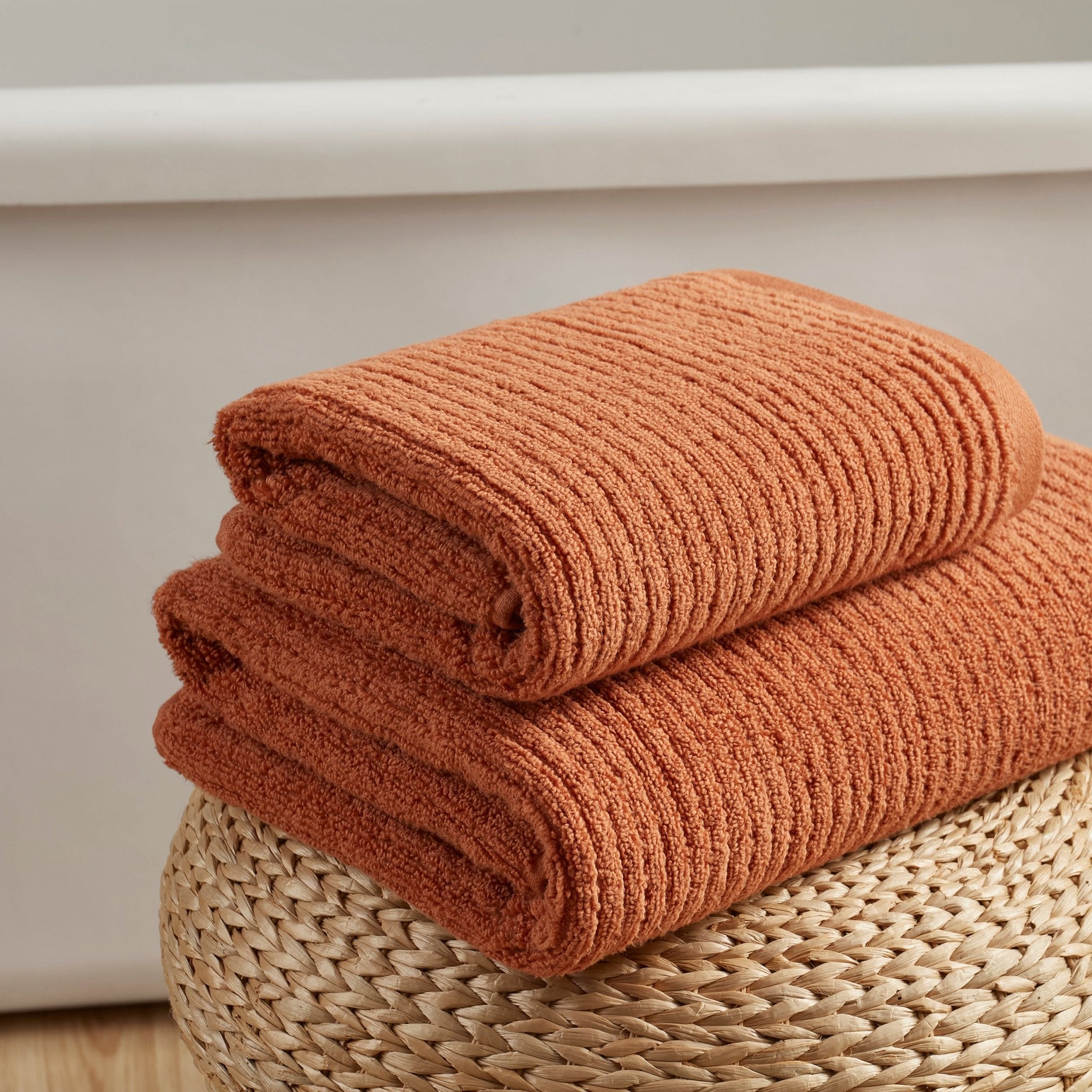 Antigua Fine Ribbed Towel Collection Burnt Orange DUSK