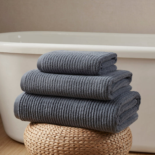 Antigua Fine Ribbed Towel Collection - Smokey Blue - DUSK