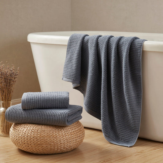 Antigua Fine Ribbed Towel Collection - Smokey Blue - DUSK