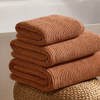 Antigua Soft Fine Ribbed Towel Collection - Burnt Orange - DUSK