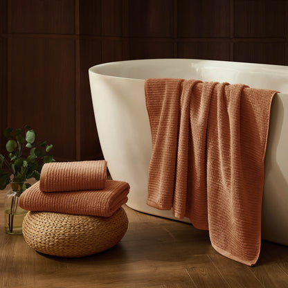 Antigua Soft Fine Ribbed Towel Collection - Burnt Orange - DUSK