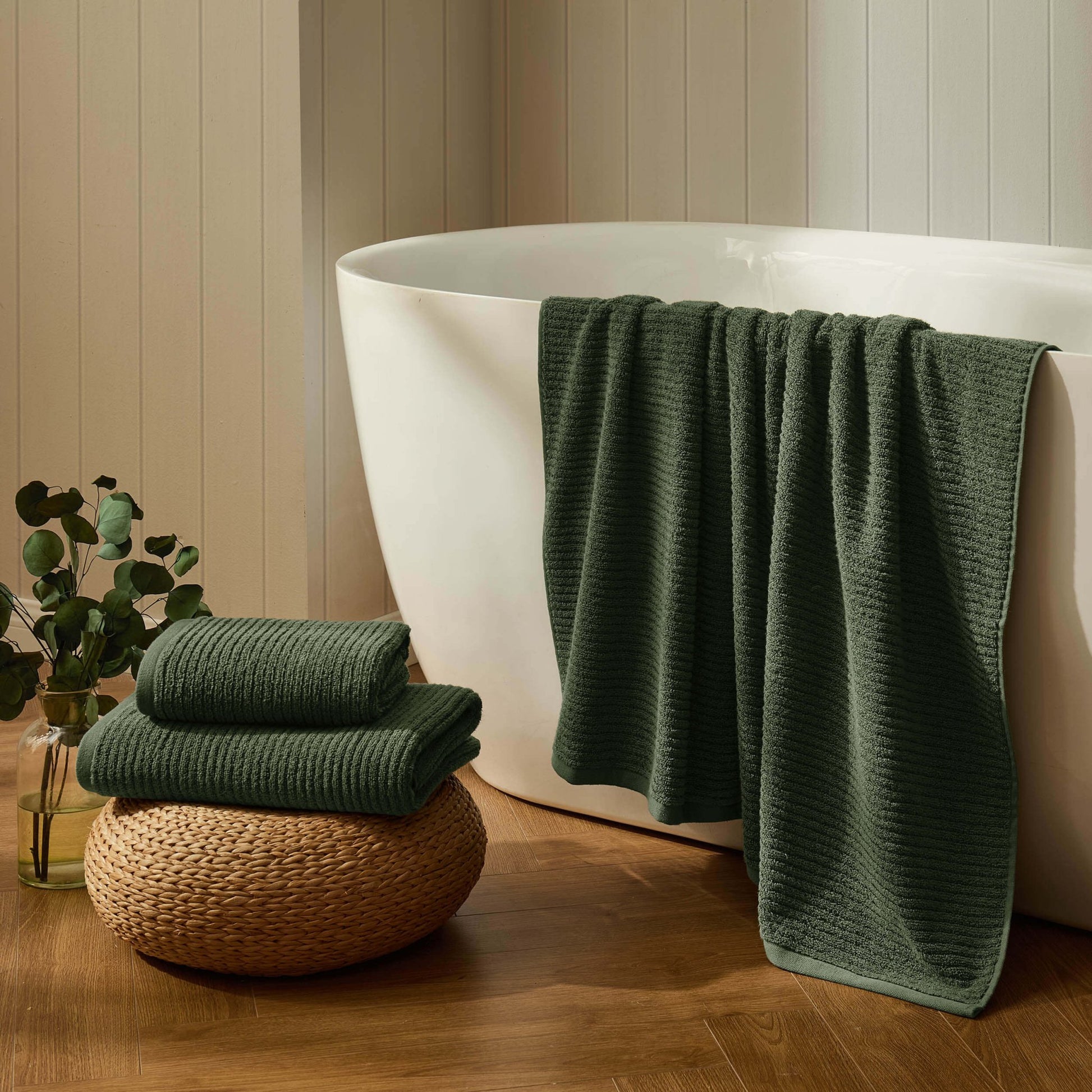 Antigua Soft Fine Ribbed Towel Collection - Fern - DUSK