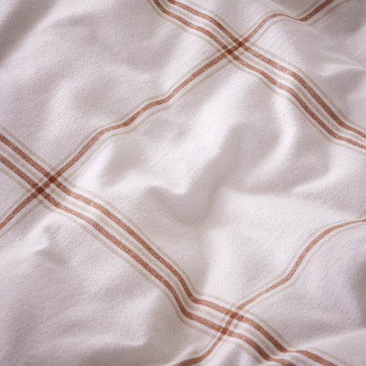 Anton Brushed Cotton Check Duvet Cover - Natural - DUSK